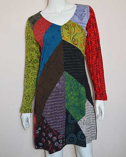 Kathmandu-Boho-Dresses,-Nepalese-Wholesale-Clothes,-Hippie-Dresses,-Patch-Clothing Patch Long Sleeve Dress