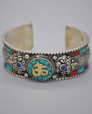 Ethnic Nepalese White Metal Bracelet