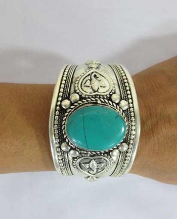 Hand Carved White Metal Bracelet