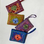 Suede embroidery Credit Card Purse