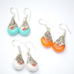 Hand Carved White Metal Earrings
