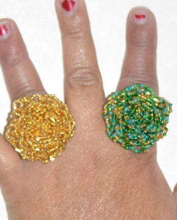 Glass Beads Rose Design Rings