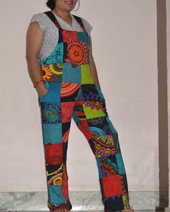 Full Patch Work Cotton Overalls