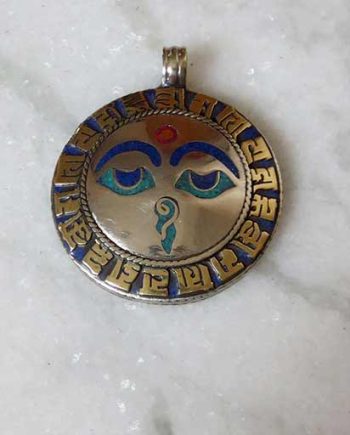 Handcarved Buddha Eyes Metal Pendent
