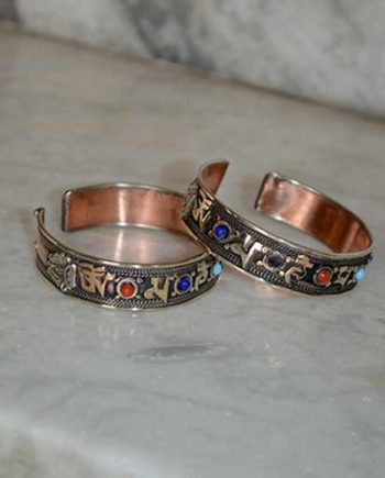 OM Mane Tibetan Three Metal Bangle