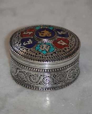 Hand Carved White Metal Trinket Box