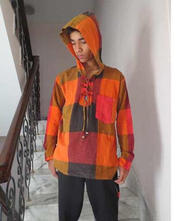 Light Patch Fabric Hooded Shirt
