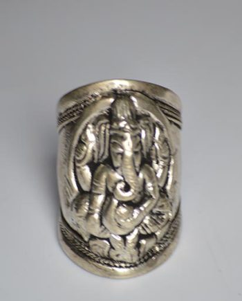 White Metal Ganesh Rings