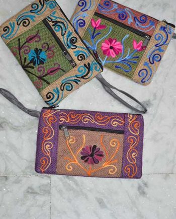 Embroidered Jute Purse