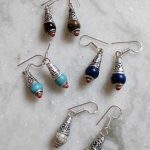 Handcarved Stone Metal Earrings