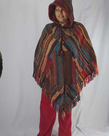 Stonewashed Patch Cotton Poncho