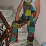 Stonewashed Patchwork Cotton Overalls