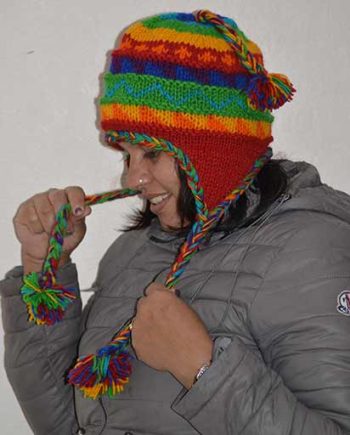 Hand Knit Woolen Rainbow Hats