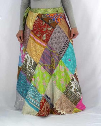 Silk Wrapper Patch Skirts
