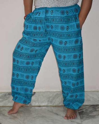 OM Print Loose Cotton Trousers