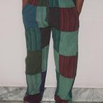Stonewashed Patchwork Cotton Trousers