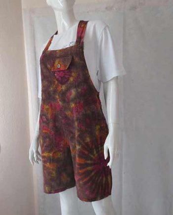 Tie Dye Short Cotton Dungarees