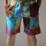 Tie Dyed Patchwork Cotton Pants