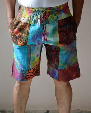 Tie Dyed Patchwork Cotton Pants