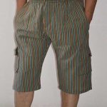 Stripe Cotton Box Pocket Pants