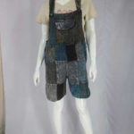 Stonewashed Patchwork Half Dungarees