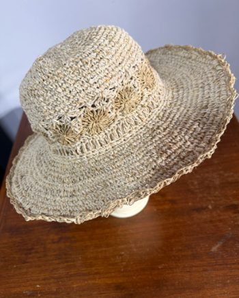 Crochet Flower Natural Hemp Hat