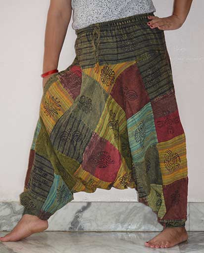 Stonewashed Patch Aladdin Trousers | Himalayan Exports