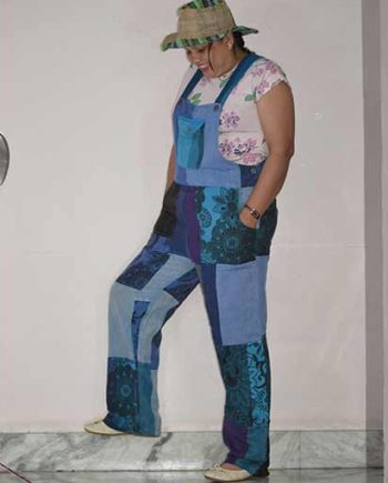 Stonewashed Patch Cotton Overalls