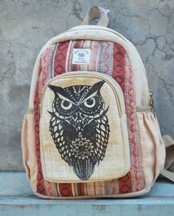 Owl Painted Hemp Backpack