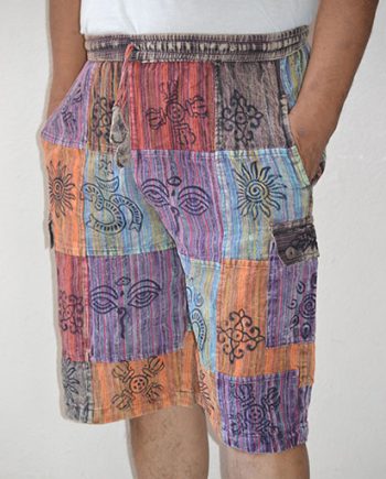 Block Print Patch Cotton Shorts