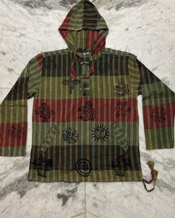 Stonewashed Block Print Cotton Hoodie