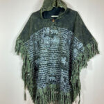 Letter Print Square Cotton Ponchos