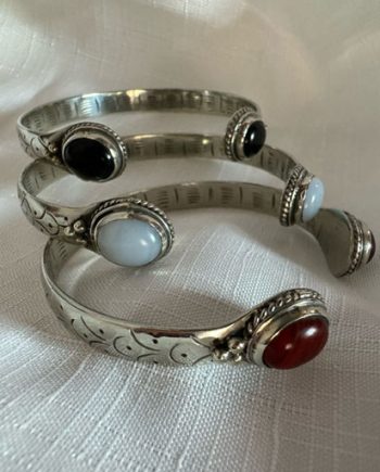 Two Stone White Metal Bracelet