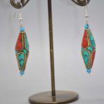 Hand Carved Stone Inlaid Earrings