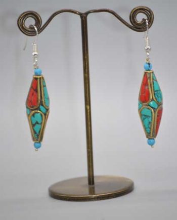 Hand Carved Stone Inlaid Earrings