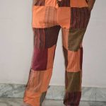 Stonewashed Patchwork Cotton Trousers
