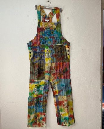 Tie Dyed Cotton Patchwork Dungarees