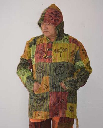 Stonewashed Patch Hooded Kurtha