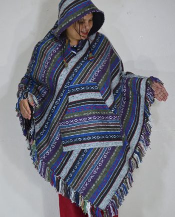 Fleece Hood Gheri Cotton Poncho