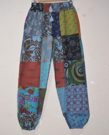 Patchwork Stonewashed Cotton Trouser