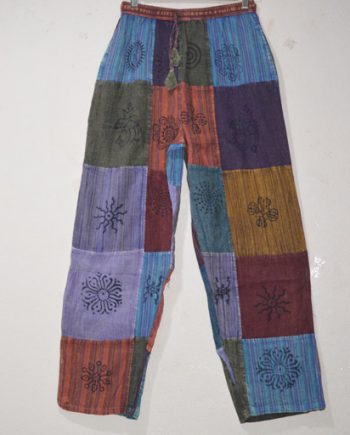 Stonewash Patchwork Cotton Trousers