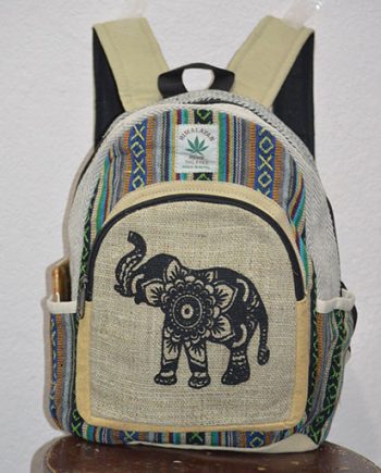Elephant Print Hemp Backpack