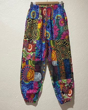 Multicolor Patches Cotton Trousers