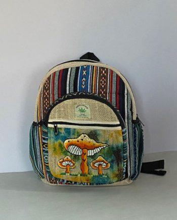Mushroom Embroidery Hemp Backpack