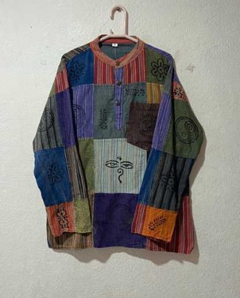 Stonewashed Patched Cotton Kurtha
