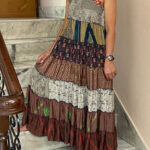 Silk Patch Long Strap Dress