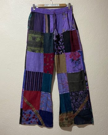 Stonewashed Patchwork Cotton Trousers