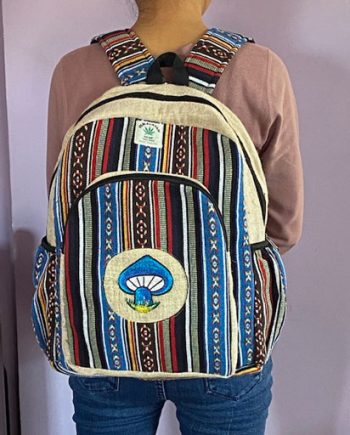 Mushroom Embroidery Hemp Backpack