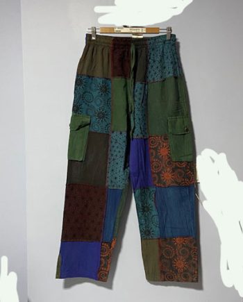 Stonewashed Patchwork Cotton Trouser