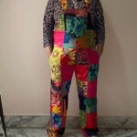 Stonewashed Patchwork Cotton Dungarees